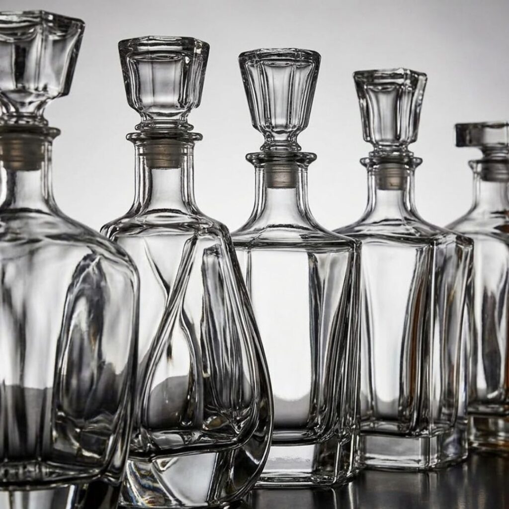 several premium glass spirit bottle designs